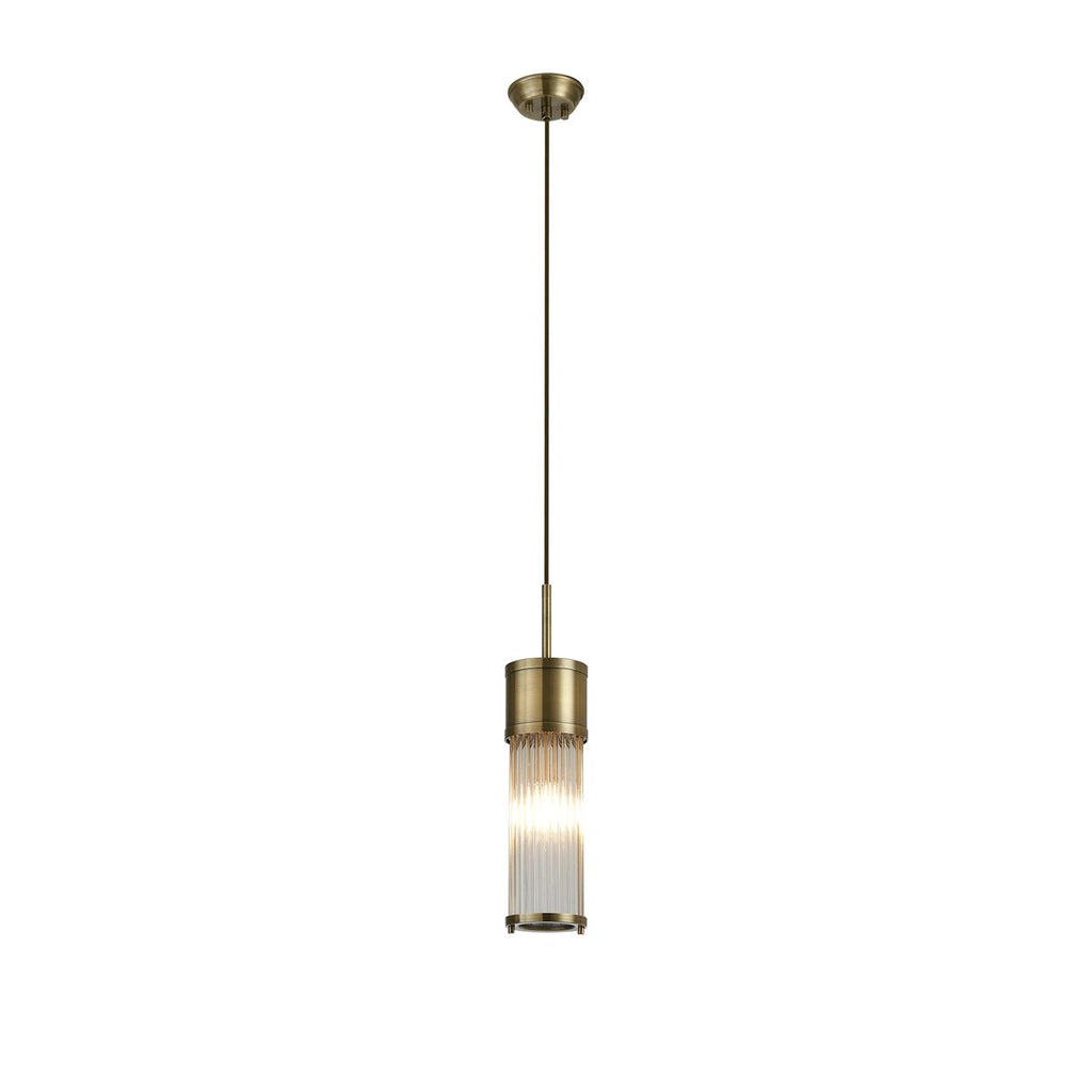 Regent Beaulon 1 Light IP44 Single Pendant Light - Antique Brass