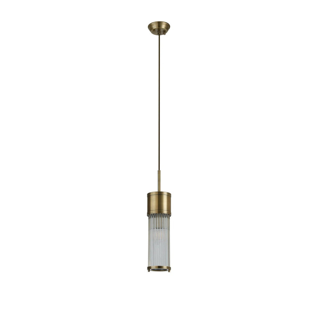 Regent Beaulon 1 Light IP44 Single Pendant Light - Antique Brass