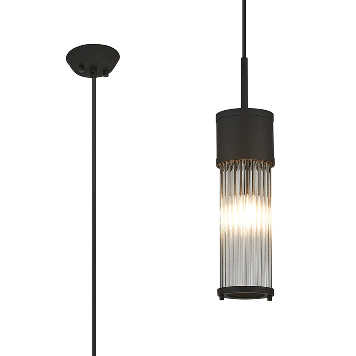 Regent Beaulon 1 Light IP44 Single Pendant Light - Satin Black