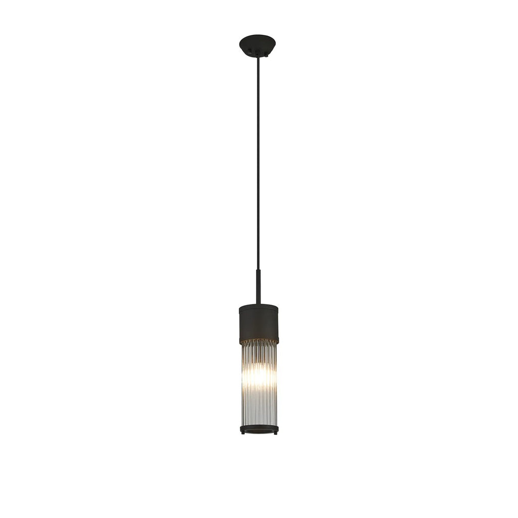 Regent Beaulon 1 Light IP44 Single Pendant Light - Satin Black