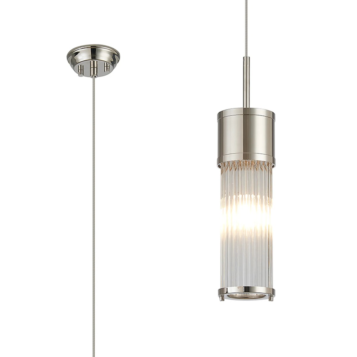 Regent Beaulon 1 Light IP44 Single Pendant Light - Polished Nickel