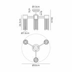 Regent Beaulon 500mm 3 Light IP44 Semi Flush Ceiling Light - dimensions