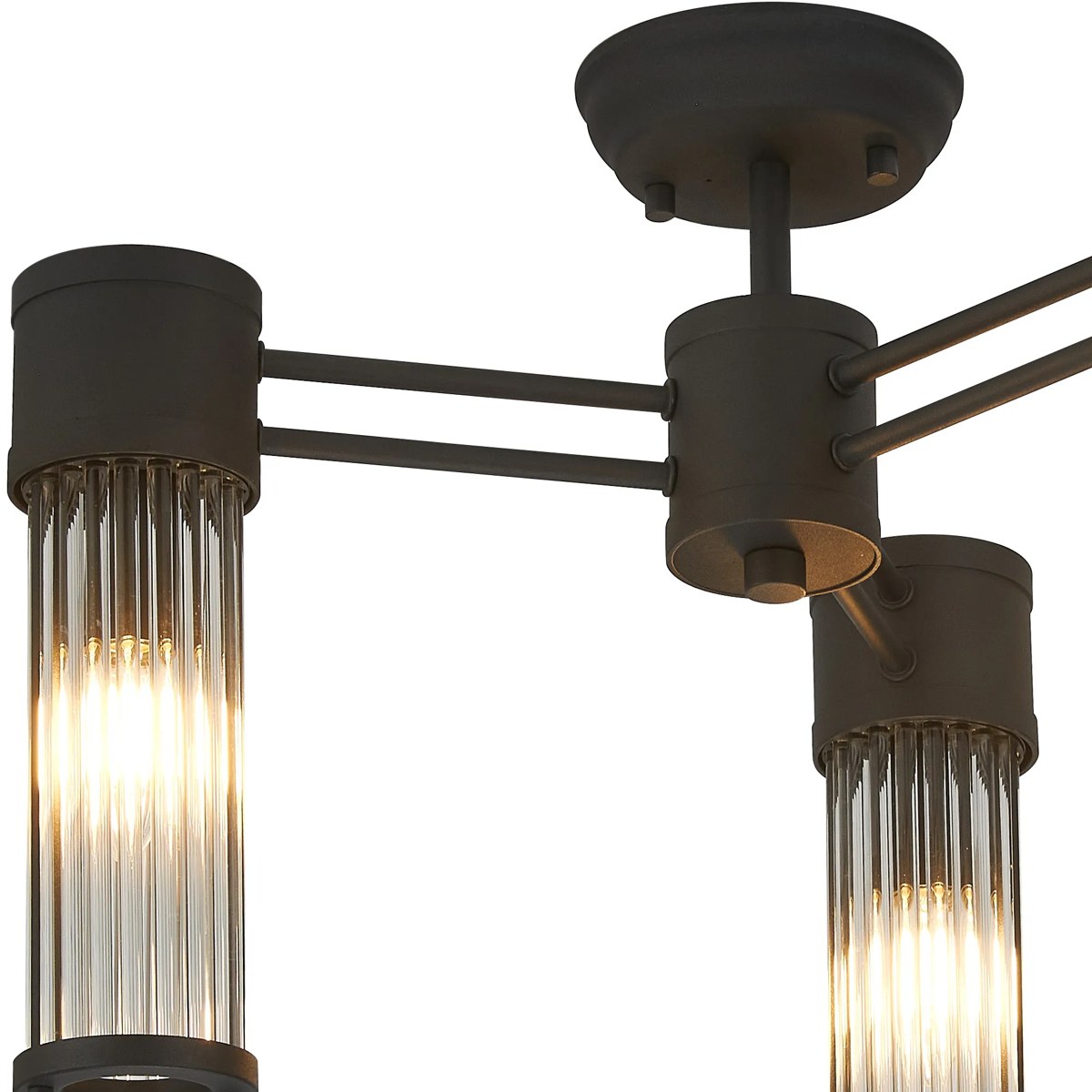Regent Beaulon 500mm 3 Light IP44 Semi Flush Ceiling Light - Satin Black