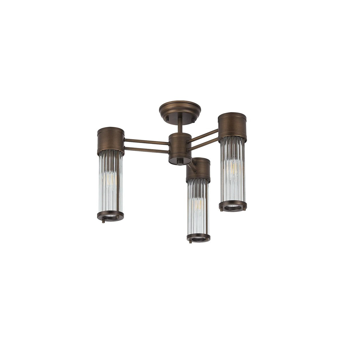 Regent Beaulon 500mm 3 Light IP44 Semi Flush Ceiling Light - Bronze