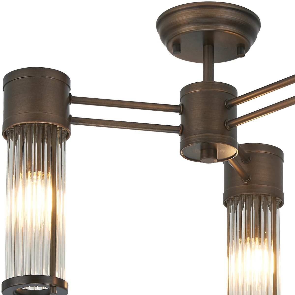 Regent Beaulon 500mm 3 Light IP44 Semi Flush Ceiling Light - Bronze
