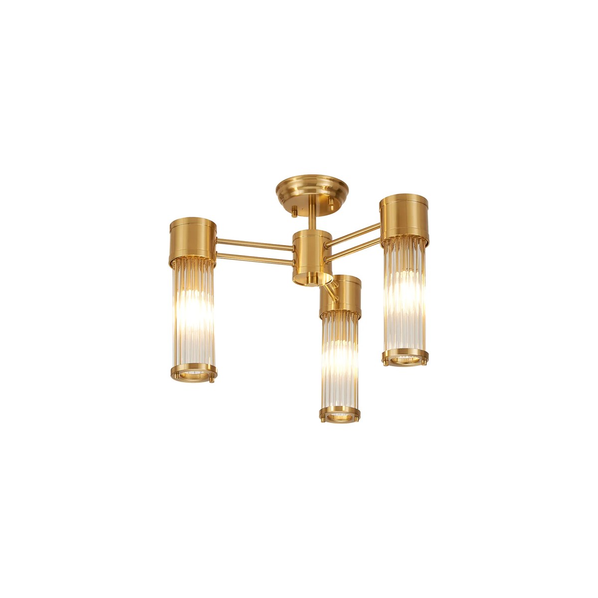 Regent Beaulon 500mm 3 Light IP44 Semi Flush Ceiling Light - Gold