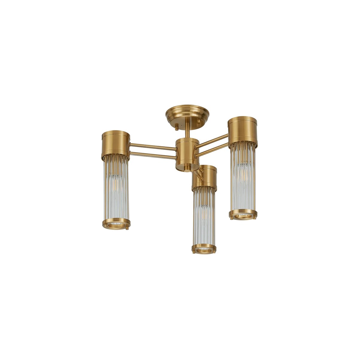 Regent Beaulon 500mm 3 Light IP44 Semi Flush Ceiling Light - Gold