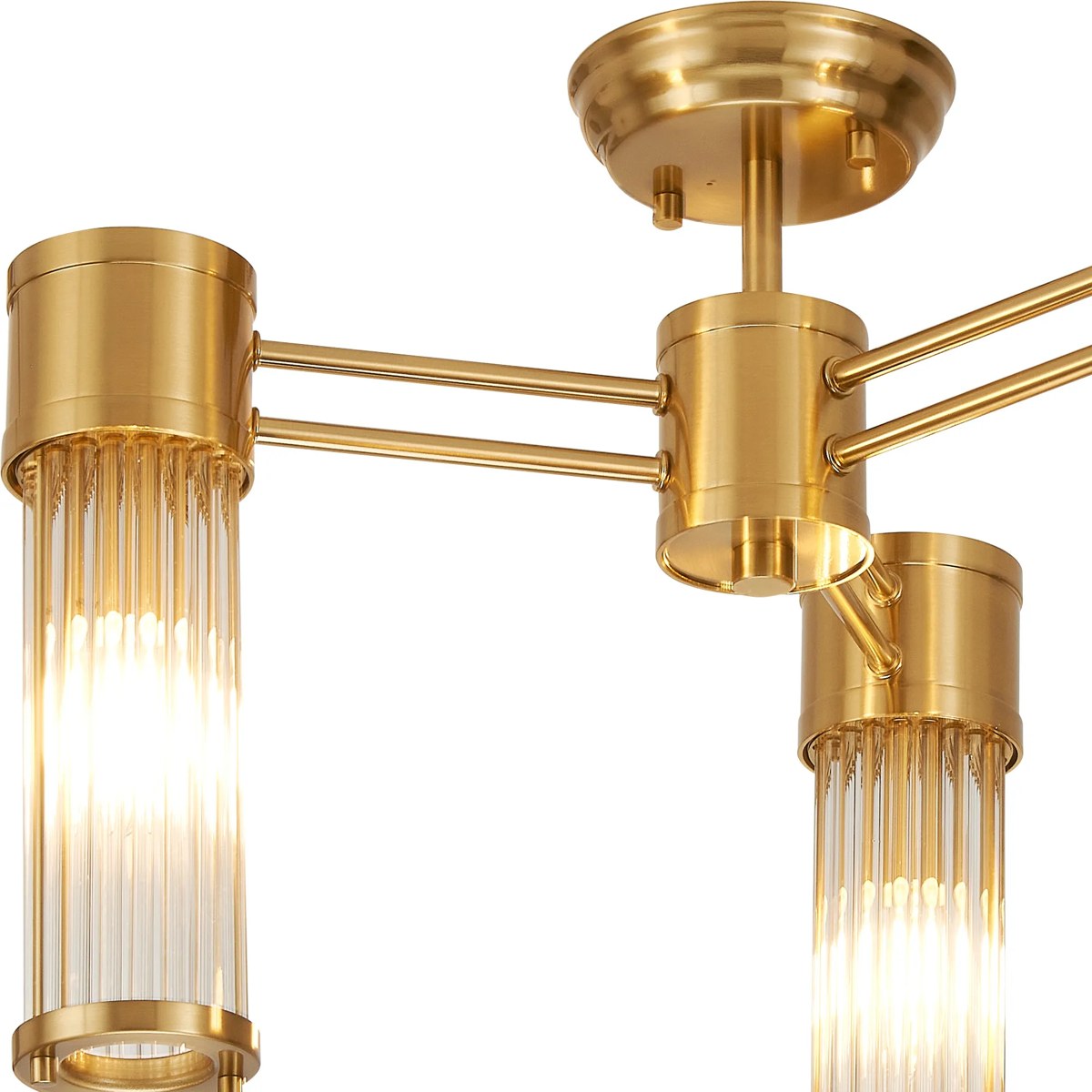 Regent Beaulon 500mm 3 Light IP44 Semi Flush Ceiling Light - Gold