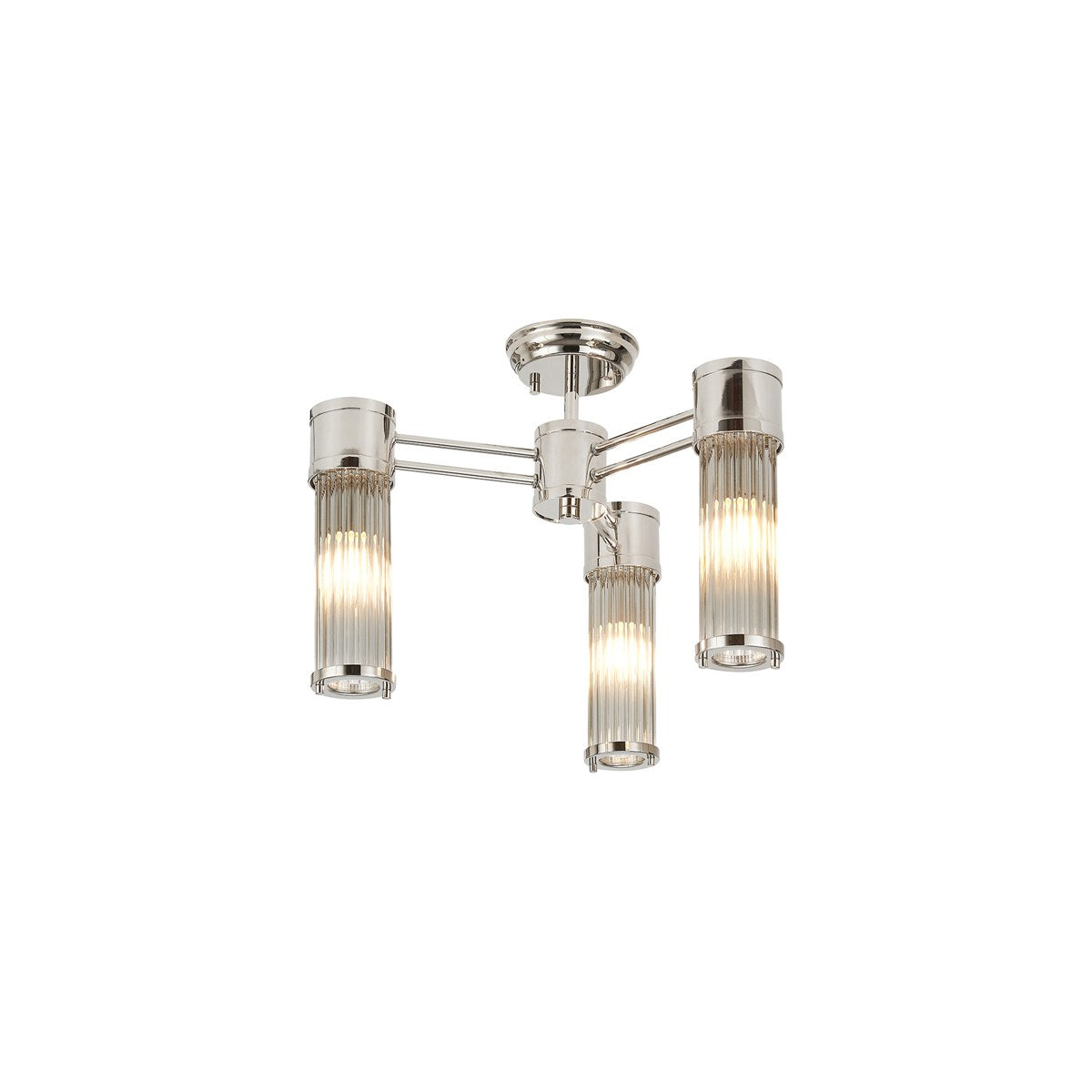 Regent Beaulon 500mm 3 Light IP44 Semi Flush Ceiling Light - Polished Nickel