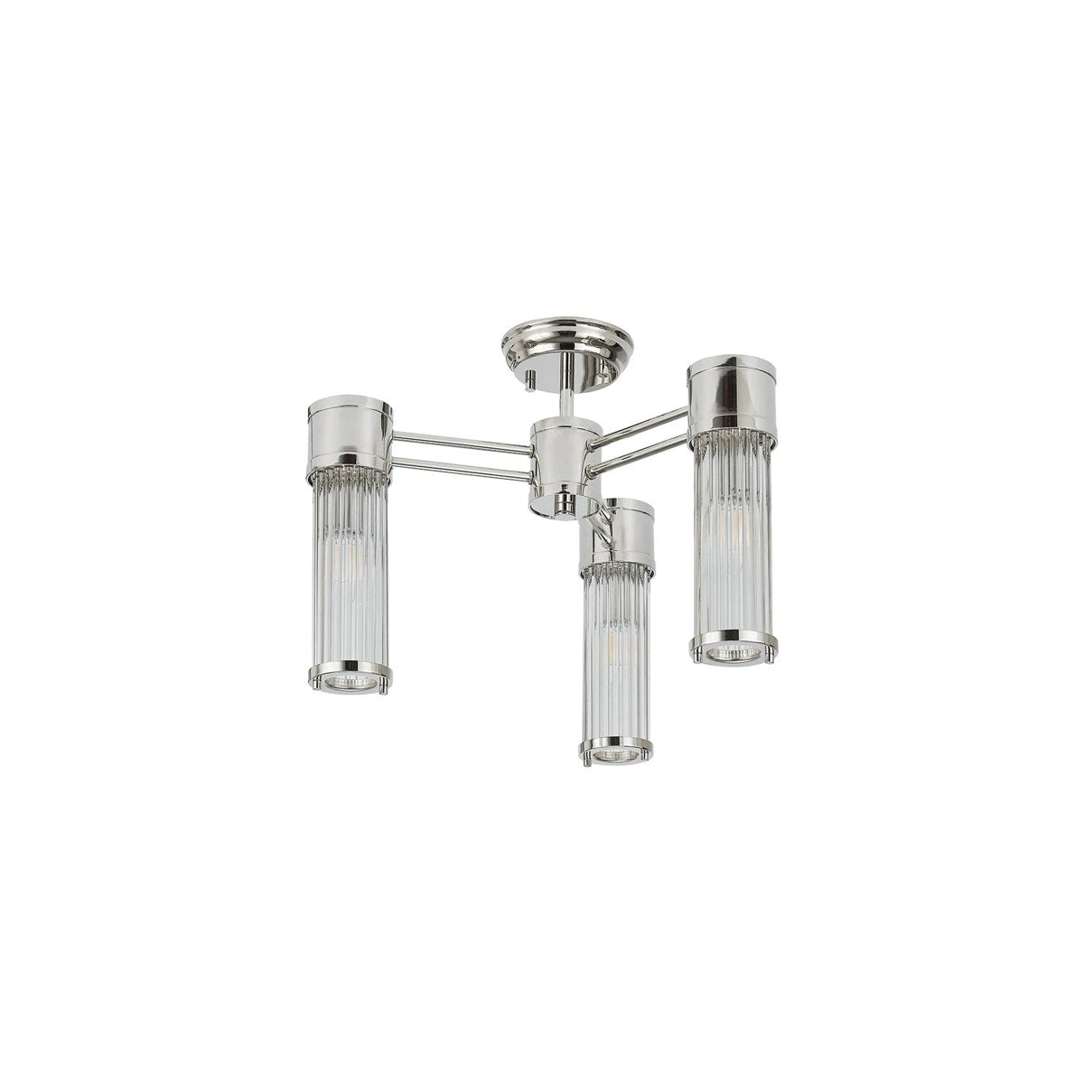 Regent Beaulon 500mm 3 Light IP44 Semi Flush Ceiling Light - Polished Nickel