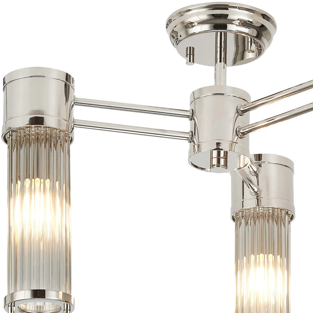 Regent Beaulon 500mm 3 Light IP44 Semi Flush Ceiling Light - Polished Nickel