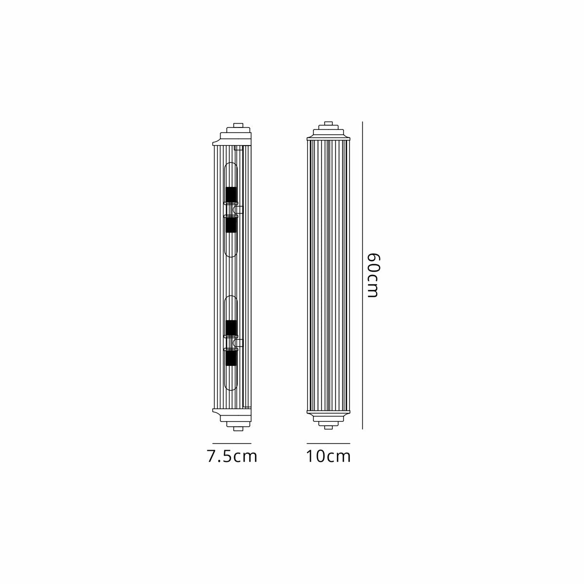 Regent Beaulon 600mm 4 Light G9 IP44 Wall Light - dimensions
