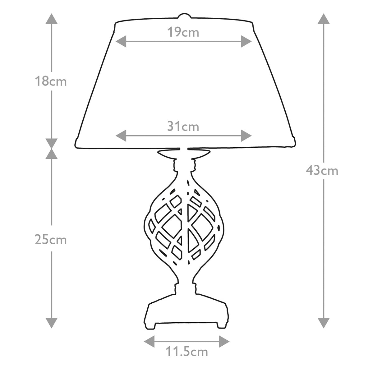 Elstead Belfry Table Lamp - dimensions
