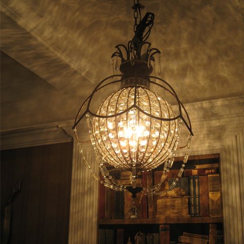 Feiss Bellini Mini Pendant Light in Antique Bronze with Quartz Crystal