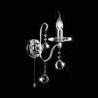 Diyas Bianco 1 Light Switched Wall Light in Polished Chrome with Crystal