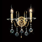 Diyas Bianco 2 Light Switched Wall Light in French Gold with Crystal