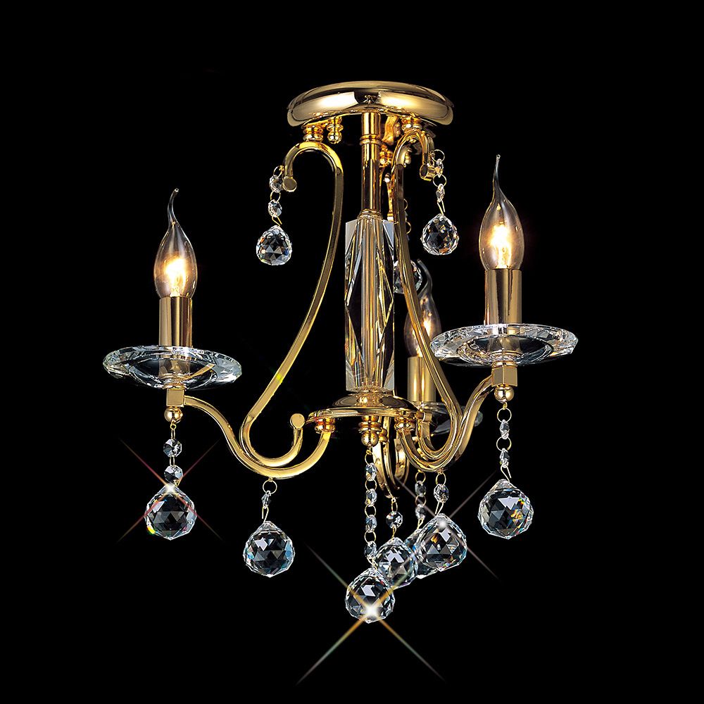 Diyas Bianco 3 Light Crystal Chandelier in French Gold