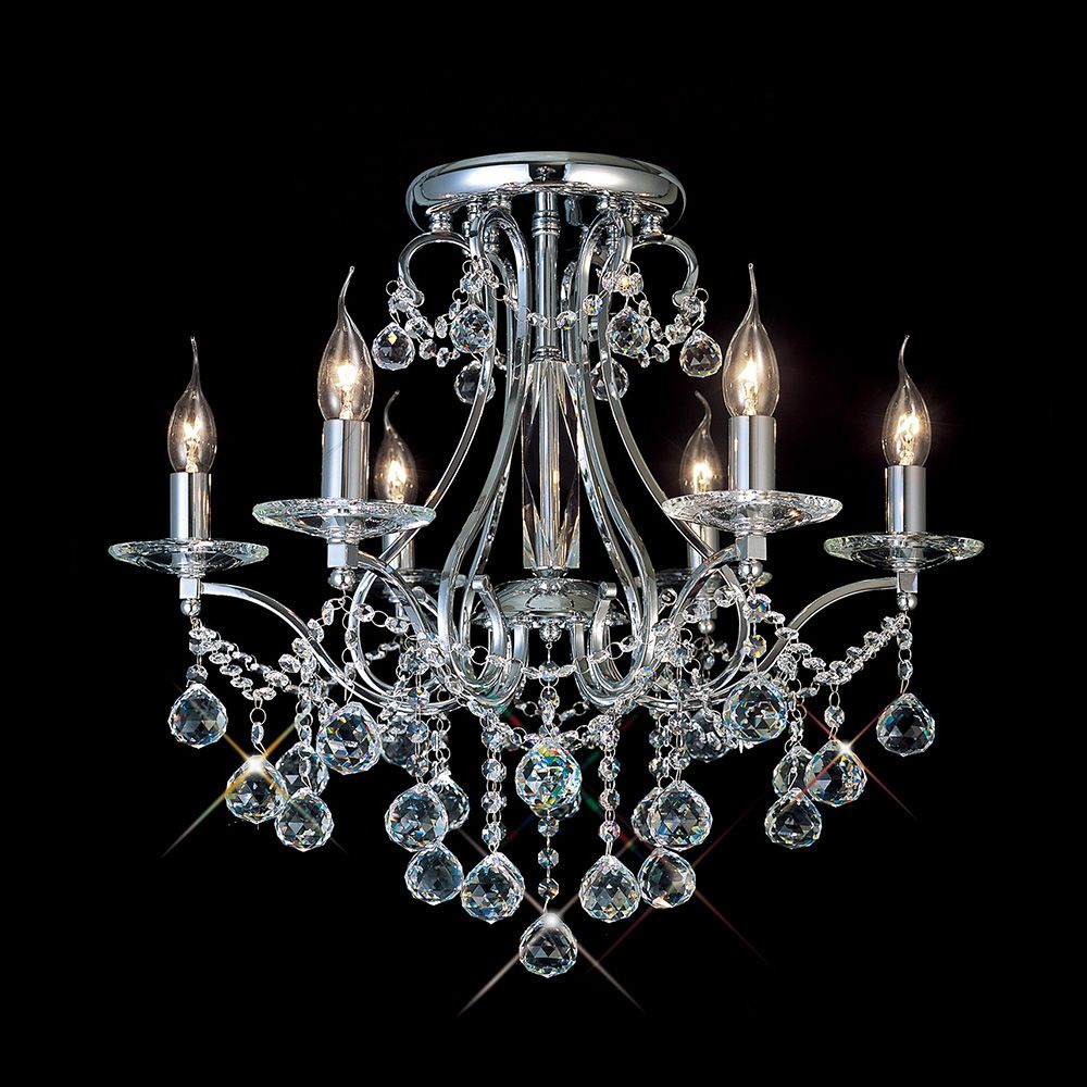 Diyas Bianco 6 Light Crystal Chandelier in Polished Chrome