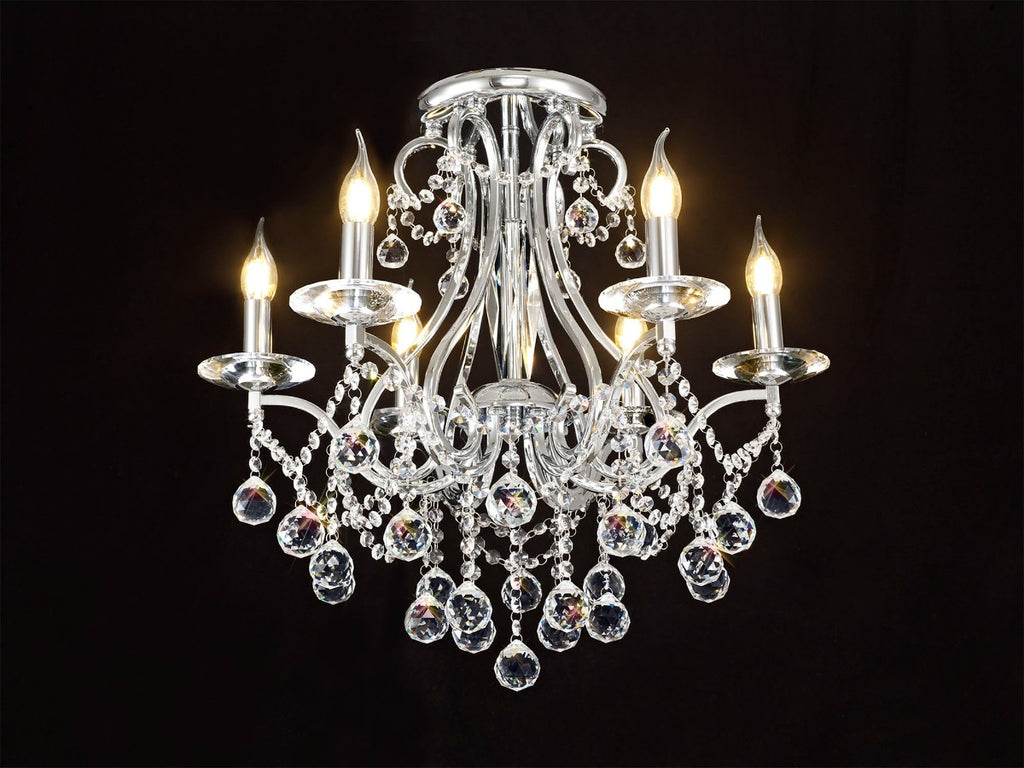 Diyas Bianco 6 Light Crystal Chandelier in Polished Chrome