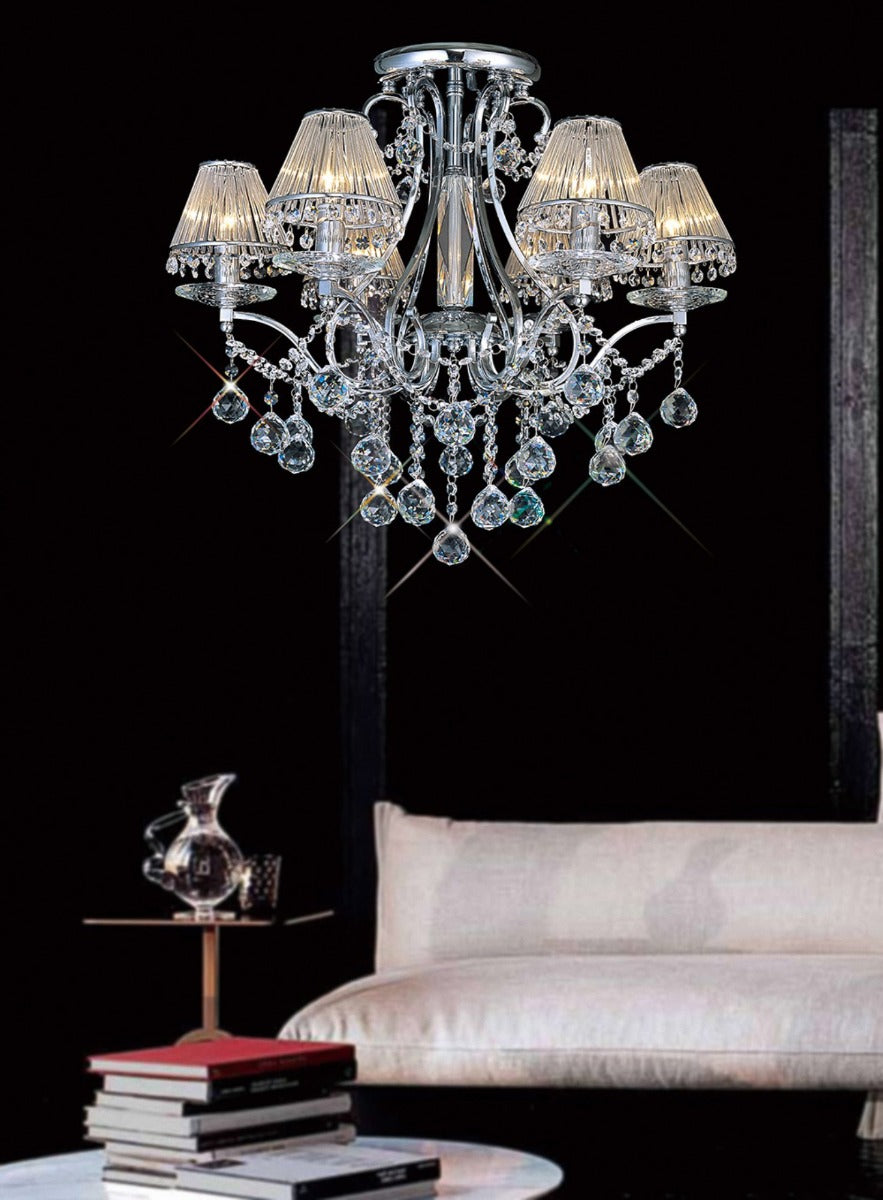 Diyas Bianco 6 Light Crystal Chandelier in Polished Chrome