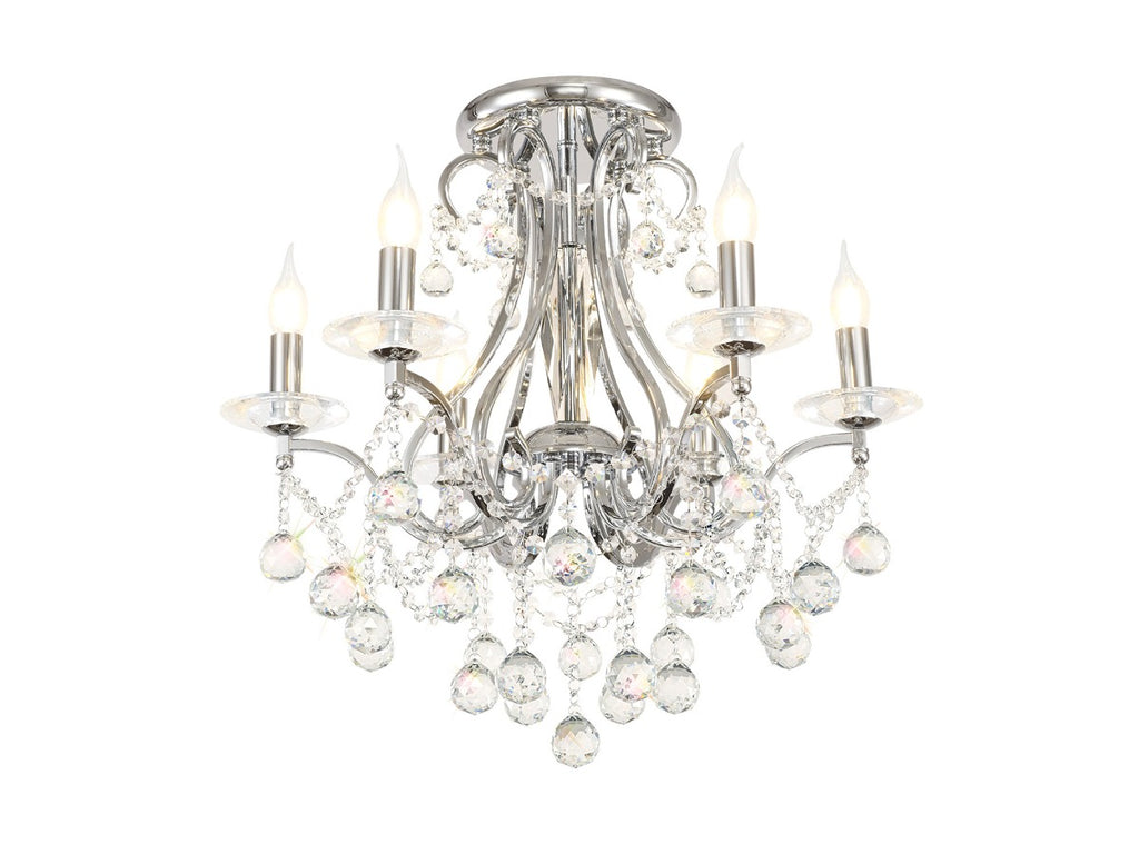 Diyas Bianco 6 Light Crystal Chandelier in Polished Chrome
