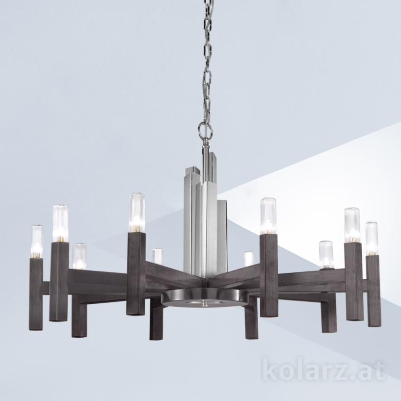 Kolarz Spigolo 10 Light Ceiling Chandelier Brunito Brushed 6030.81060