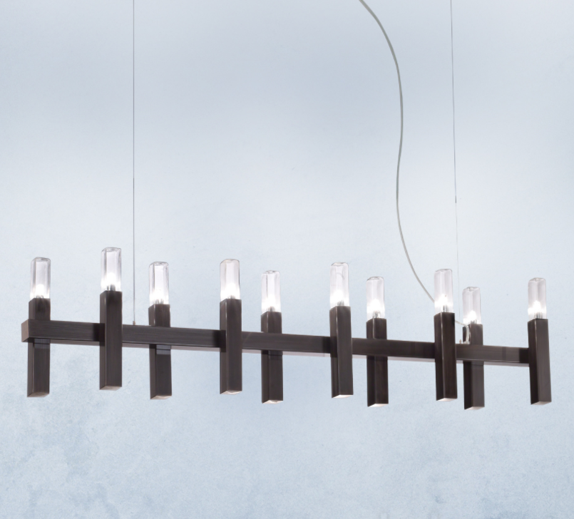 Kolarz Spigolo 10 Light Linear Bar Pendant Brunito Brushed 6030.81061