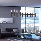 Kolarz Spigolo 10 Light Linear Bar Pendant Brunito Brushed 6030.81061