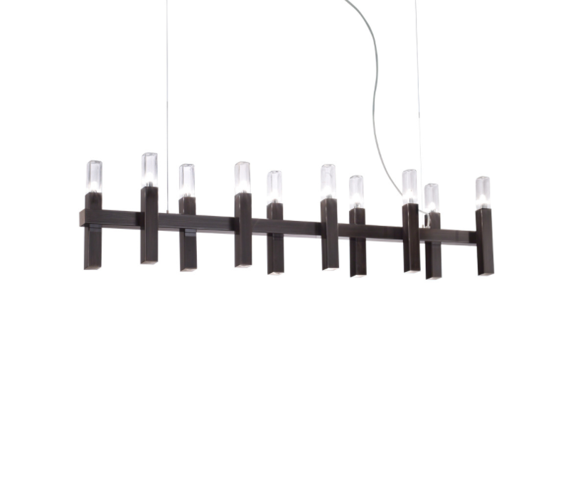 Kolarz Spigolo 10 Light Linear Bar Pendant Brunito Brushed 6030.81061