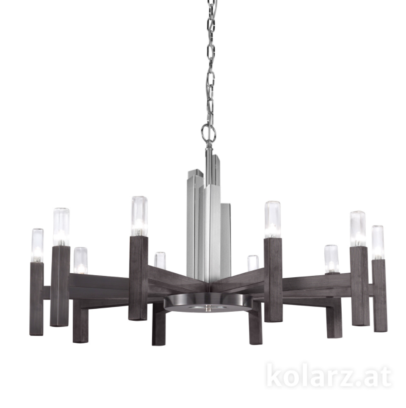 Kolarz Spigolo 10 Light Ceiling Chandelier Brunito Brushed 6030.81060