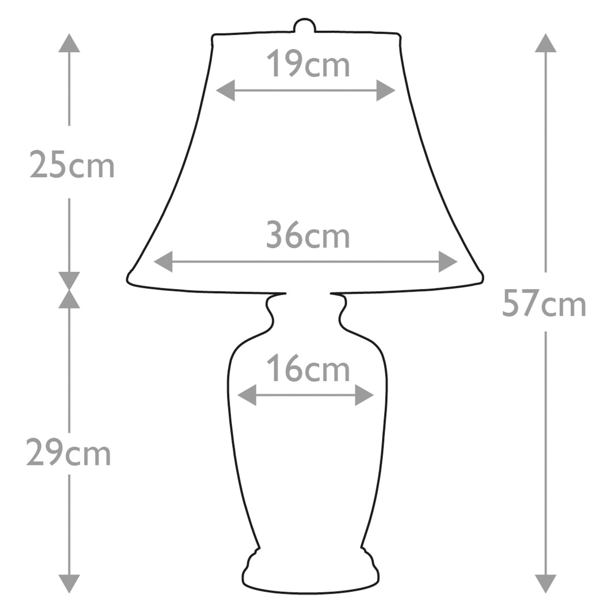 Elstead Blue Ginger Jar Table Lamp in Blue - dimensions