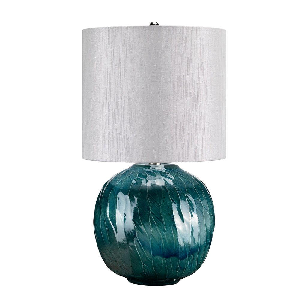 Elstead Blue Globe 1 Light Table Lamp with Grey Shade
