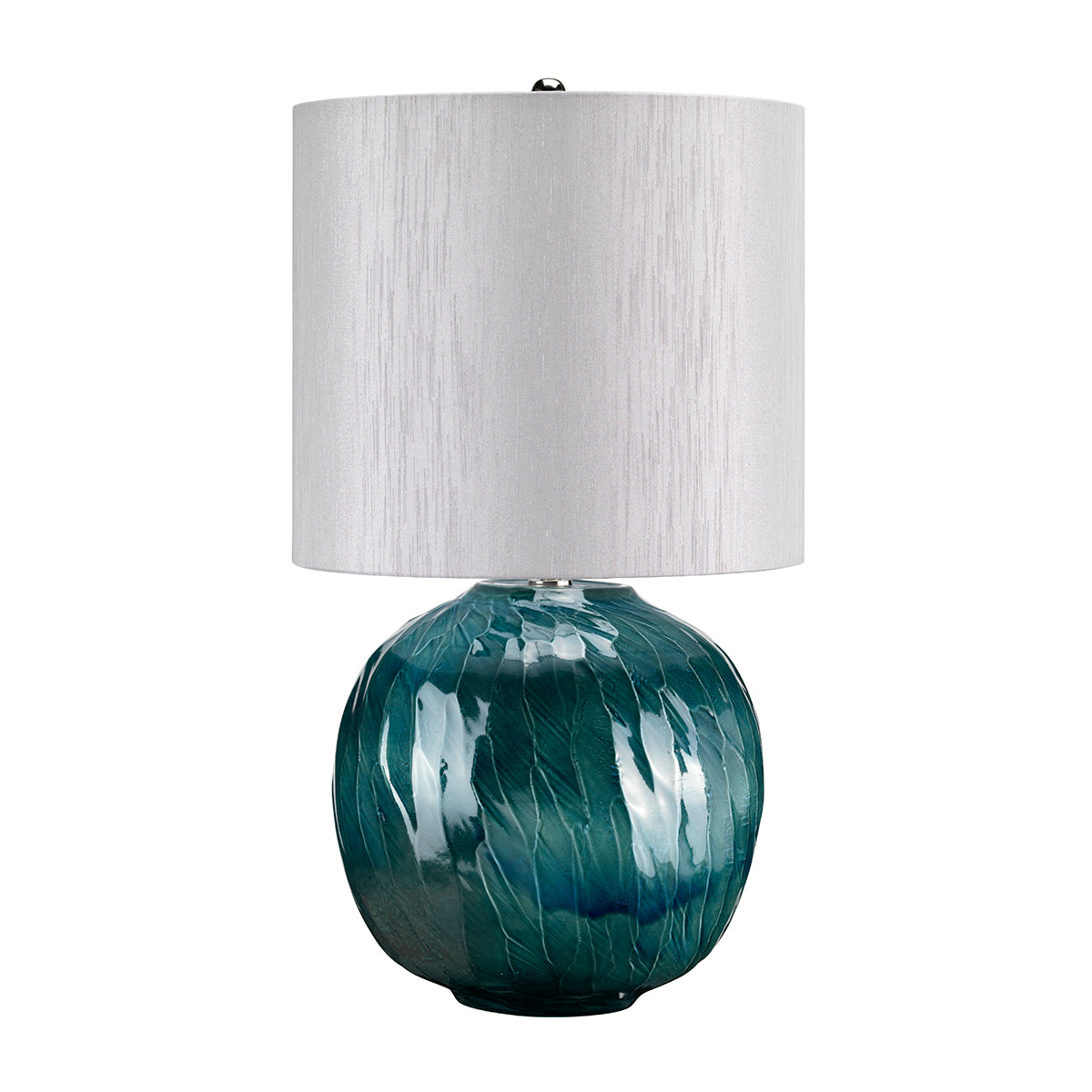 Elstead Blue Globe 1 Light Table Lamp with Grey Shade