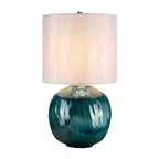 Elstead Blue Globe 1 Light Table Lamp with Grey Shade