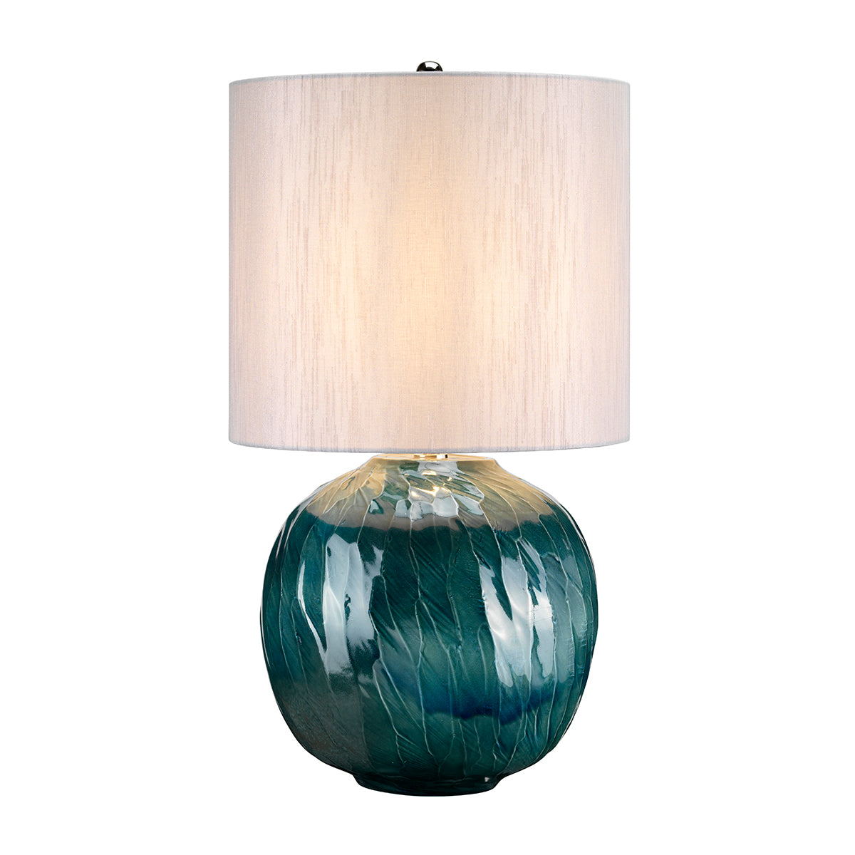 Elstead Blue Globe 1 Light Table Lamp with Grey Shade