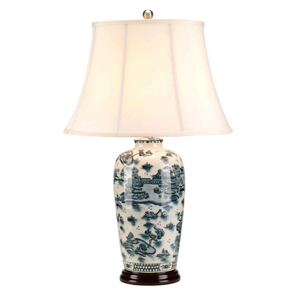 Elstead Blue Willow Traditional Table Lamp in Blue