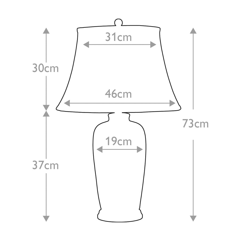 Elstead Blue Willow Traditional Table Lamp in Blue - dimensions