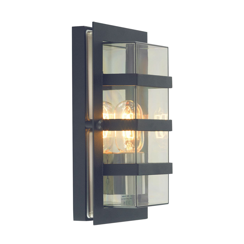 Norlys Boden Outdoor Wall Light in Black with Clear Glass