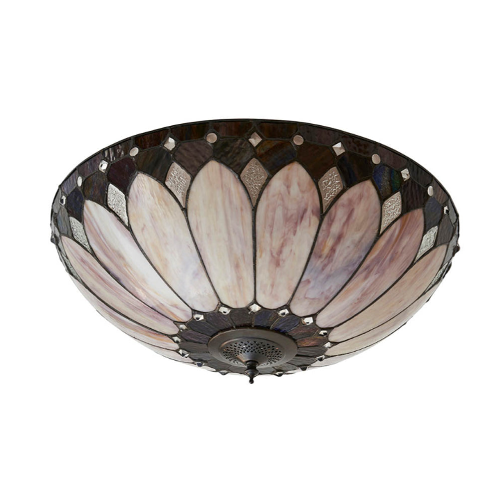 Interiors 1900 Brooklyn 2 Light Tiffany Flush Ceiling Light in Satin Black
