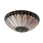 Interiors 1900 Brooklyn 2 Light Tiffany Flush Ceiling Light in Satin Black