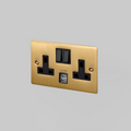 Buster & Punch 2G UK Plug Socket / USB / Brass