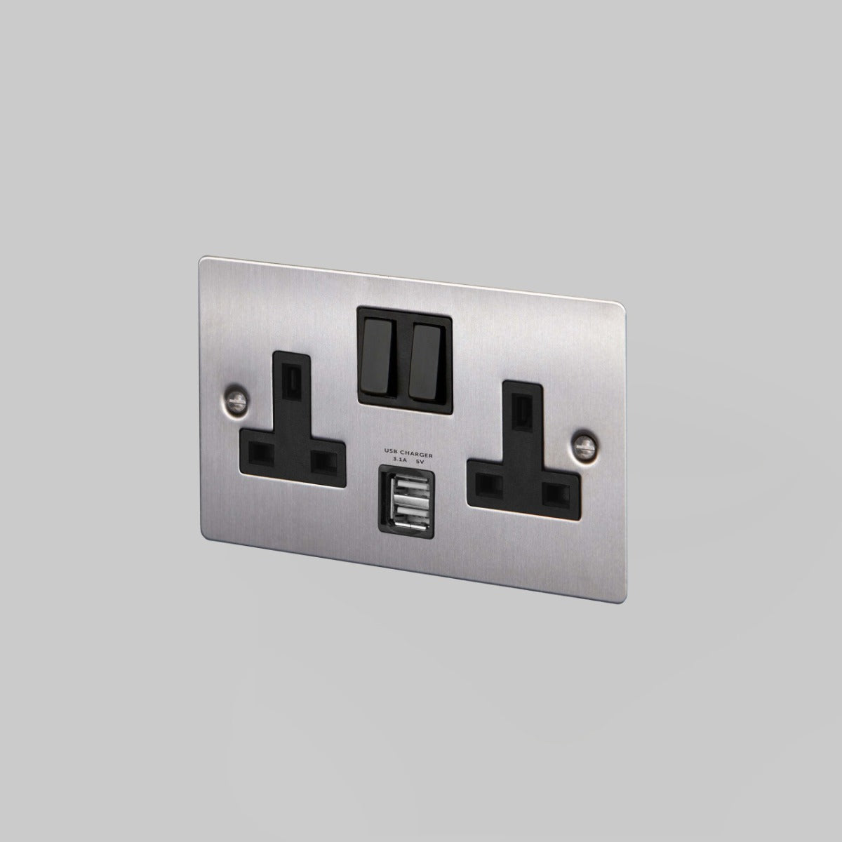 Buster & Punch 2G UK Plug Socket / USB / Steel