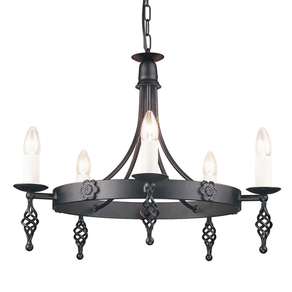 Elstead Belfry 5 Light Chandelier in Black