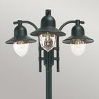 Norlys Como 3 Light Outdoor Post in Black - lantern head detail