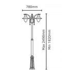 Norlys Como 3 Light Outdoor Post in Black - dimensions