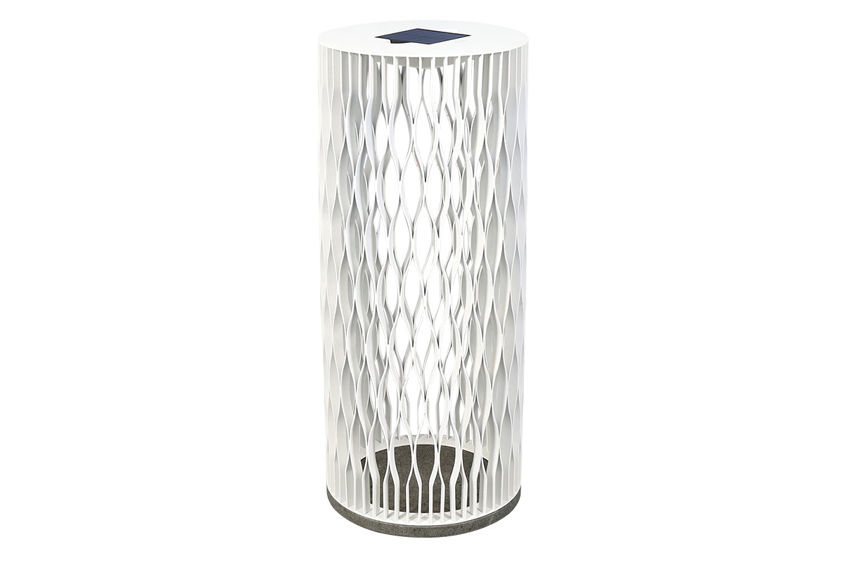 Cadix 500lm Solar & Rechargeable Floor Lamp 90 cm - Corten Woven Aluminium with Granite Base