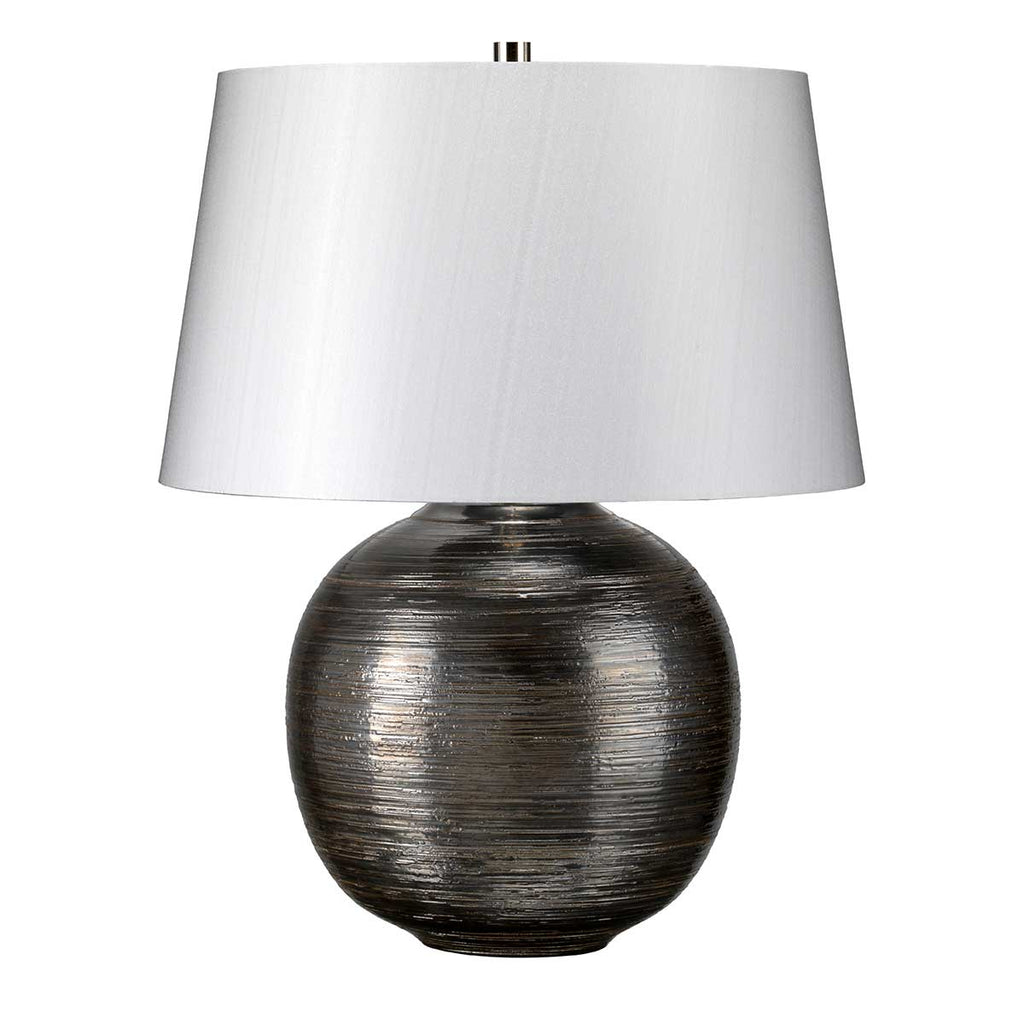 Elstead Caesar Table Lamp in Textured Silver Glaze and Silver Shade