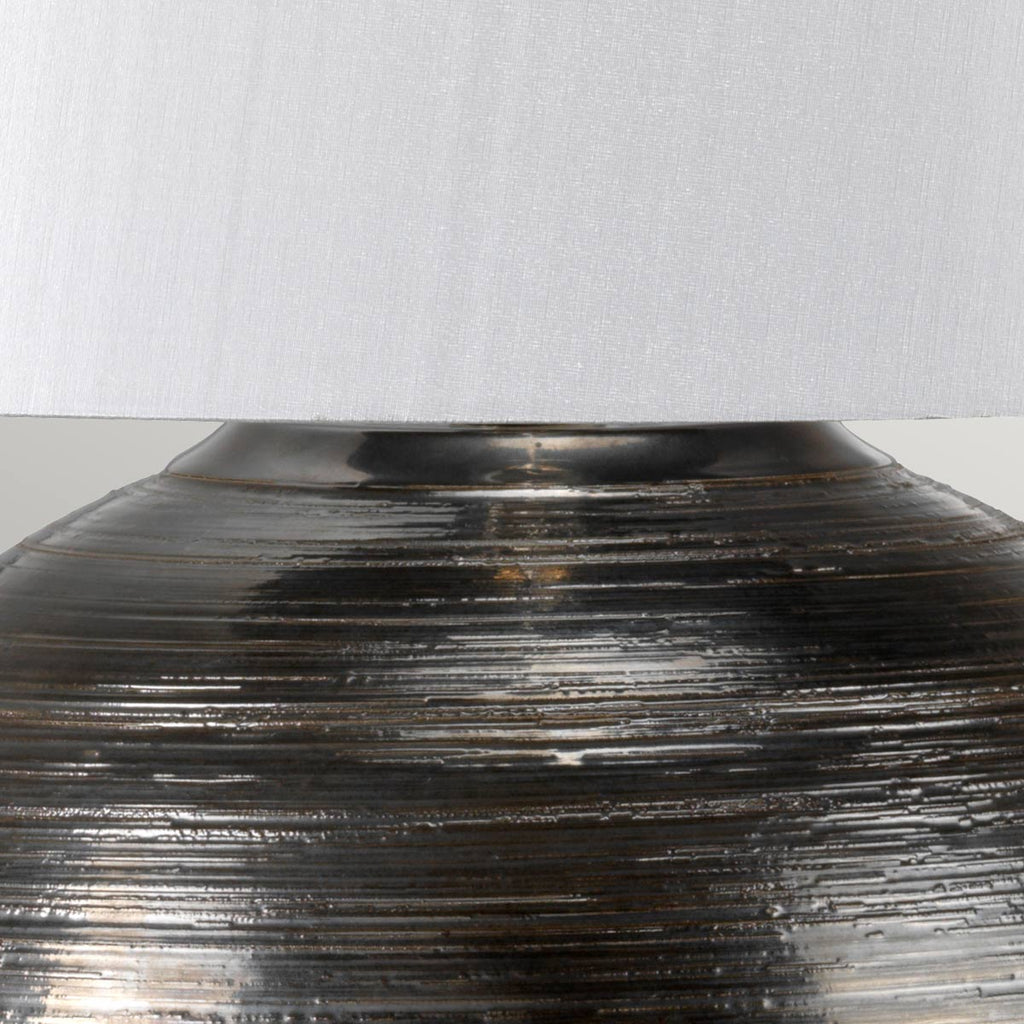 Elstead Caesar Table Lamp in Textured Silver Glaze and Silver Shade