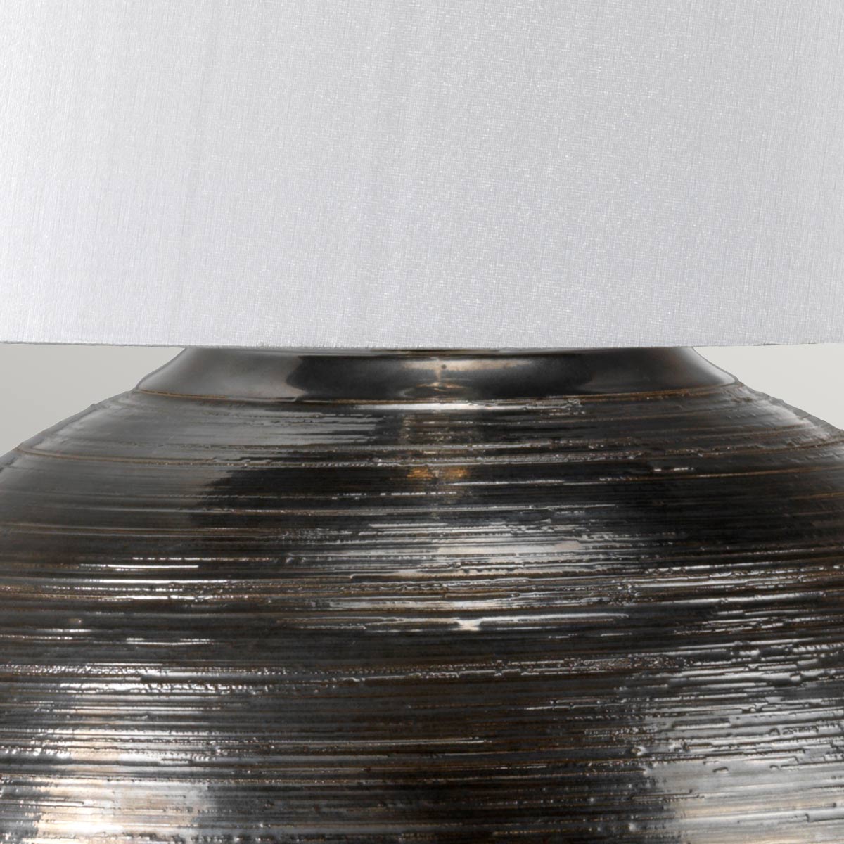 Elstead Caesar Table Lamp in Textured Silver Glaze and Silver Shade