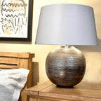 Elstead Caesar Table Lamp in Textured Silver Glaze and Silver Shade